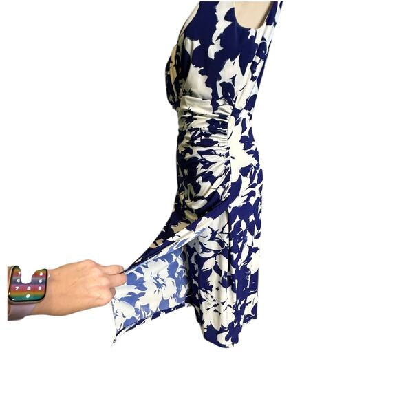Ralph Lauren blue white floral cocktail dress size 6 - Picture 9 of 13